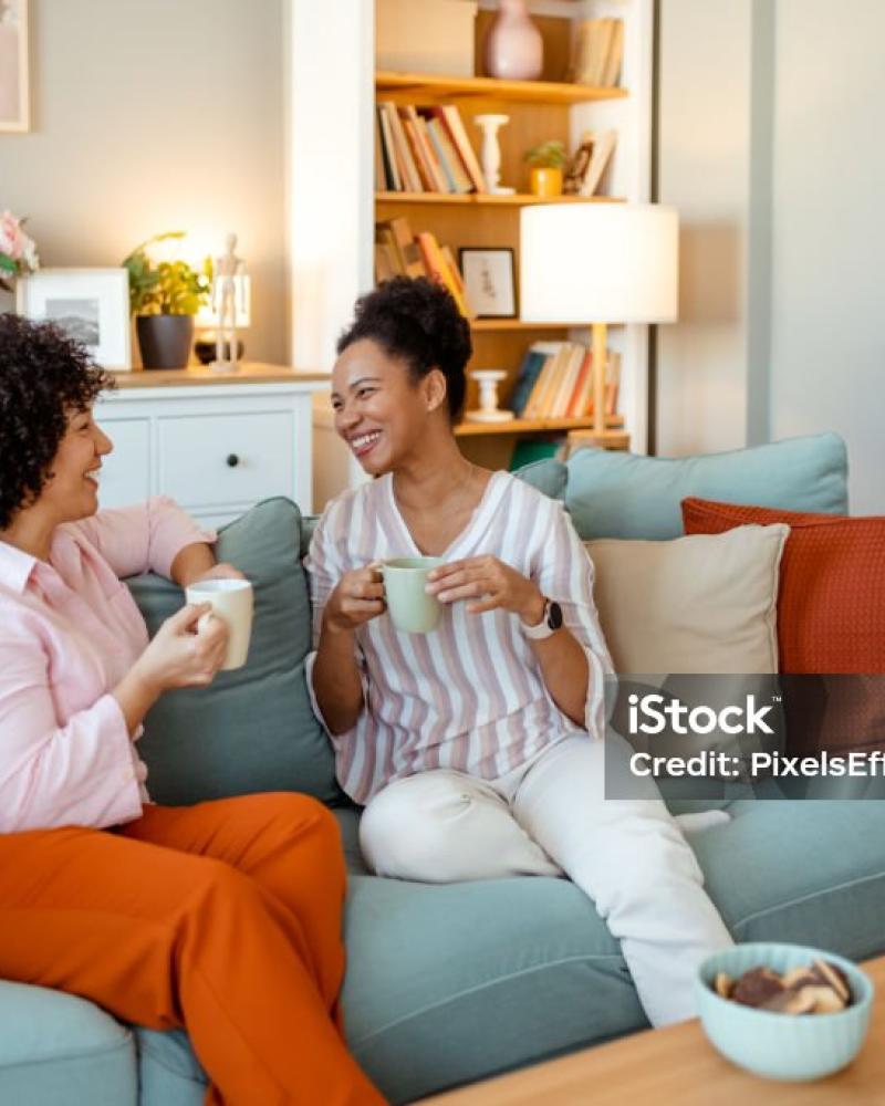 two women talking
